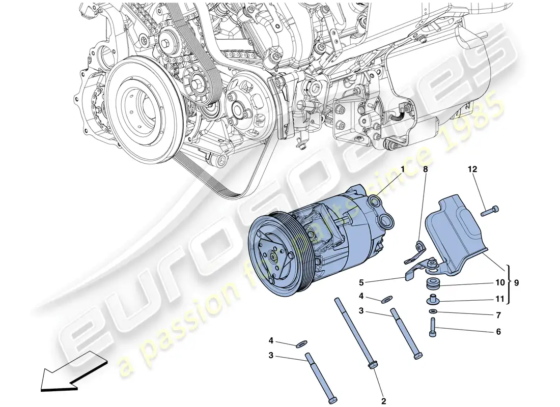ferrari 458 spider (rhd) ac system compressor parts diagram