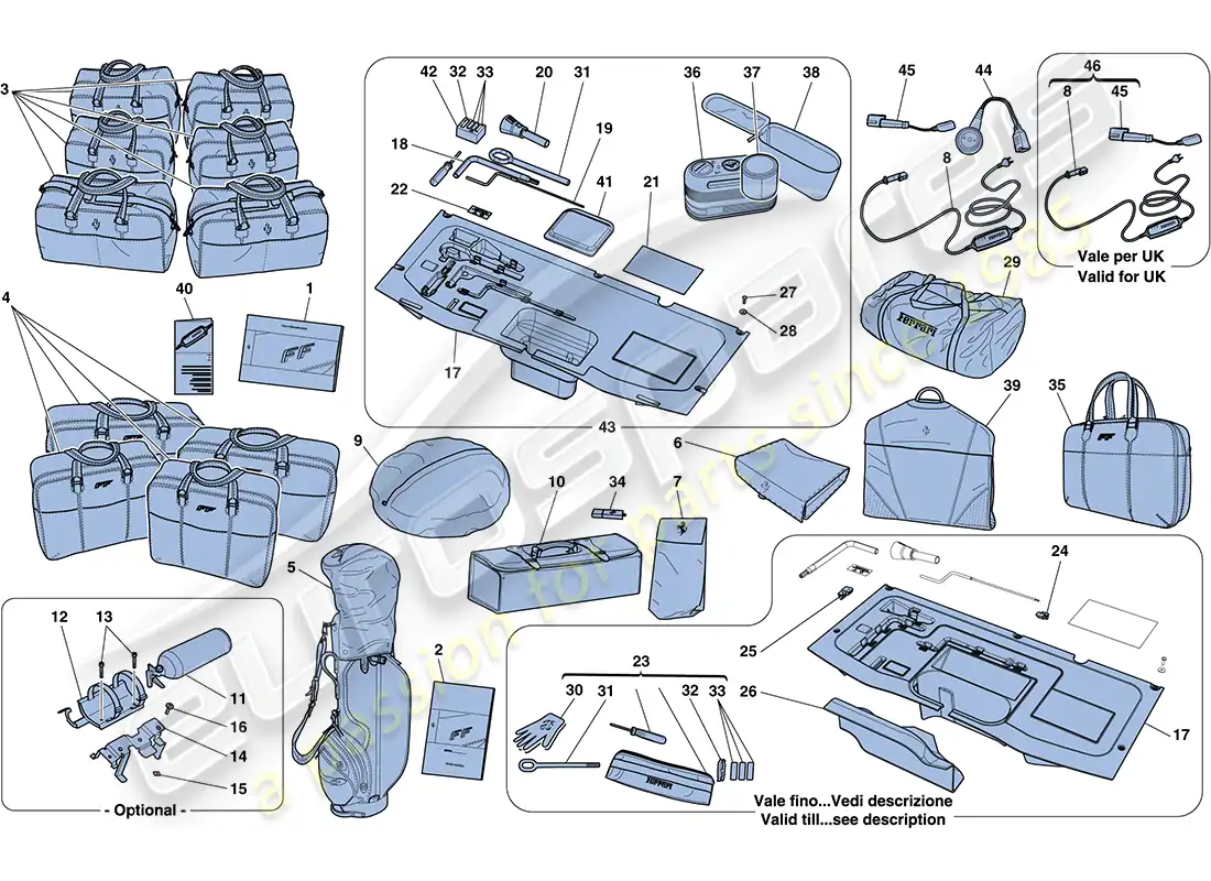 ferrari ff (usa) tools and accessories provided with vehicle parts diagram