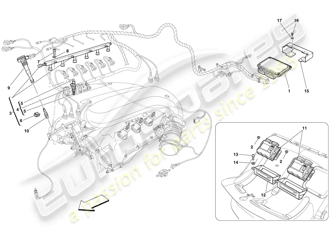 ferrari 599 gto (usa) injection - ignition system parts diagram