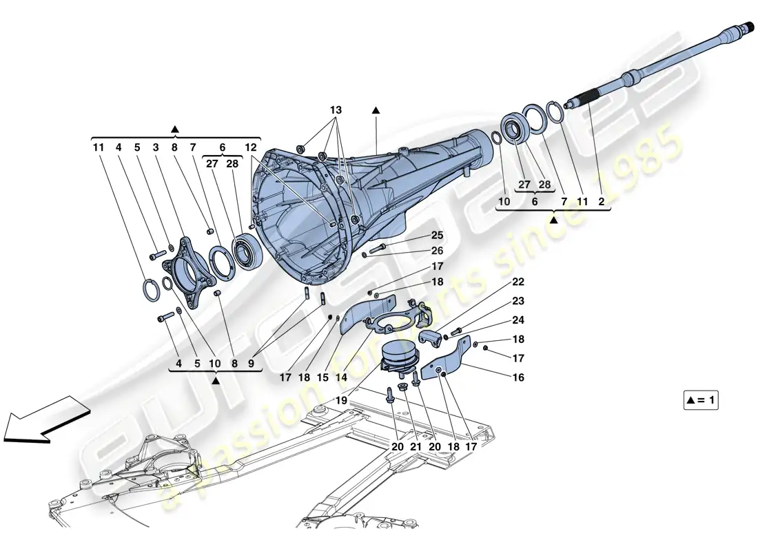 ferrari california t (europe) transmission housing parts diagram