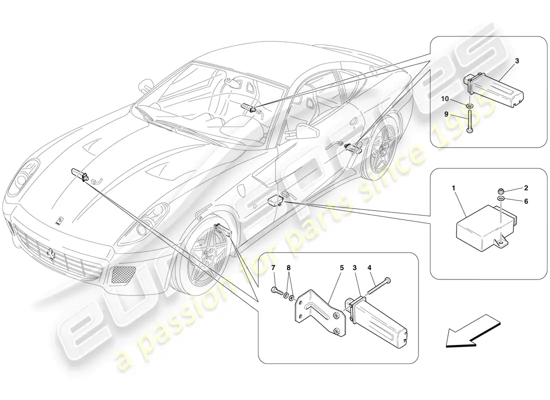 ferrari 599 gtb fiorano (usa) tyre pressure monitoring system parts diagram