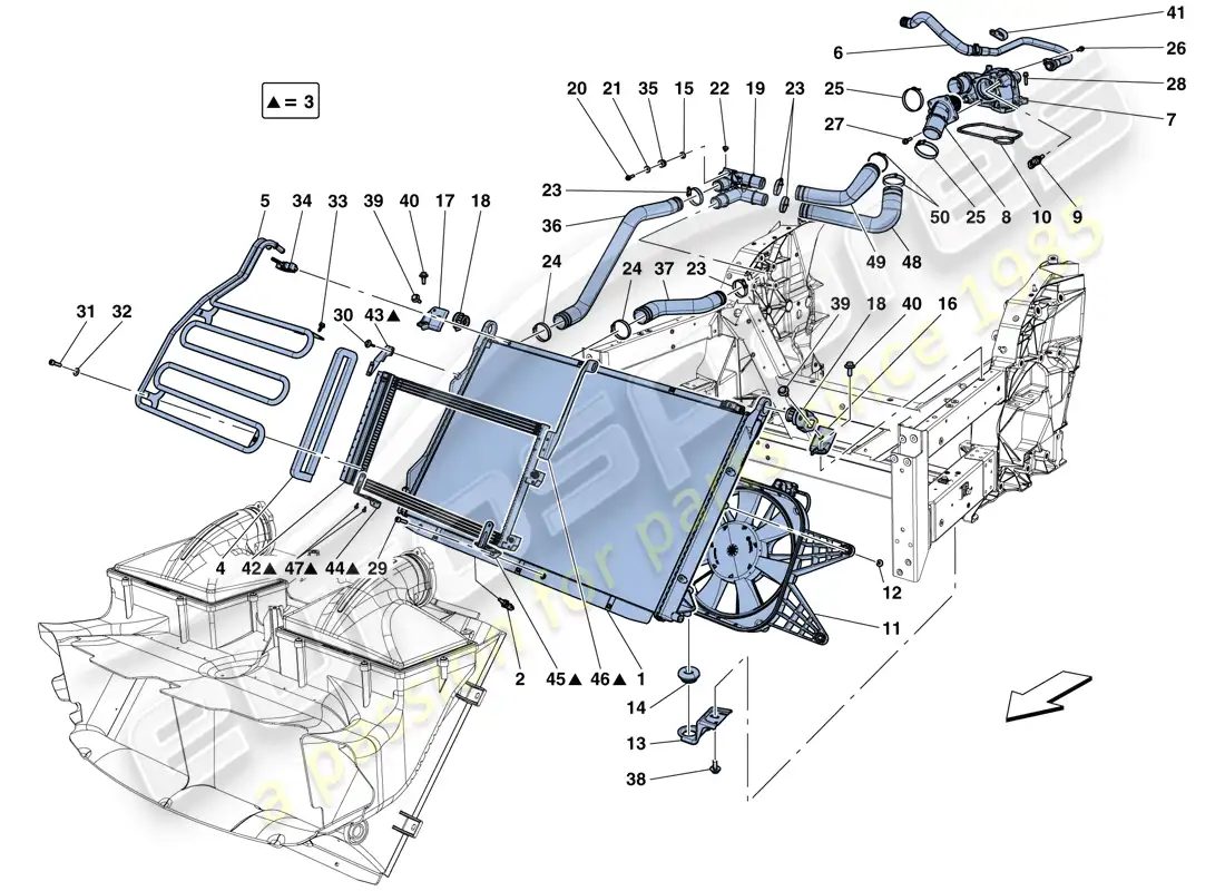 ferrari california t (europe) cooling: radiators and air ducts parts diagram