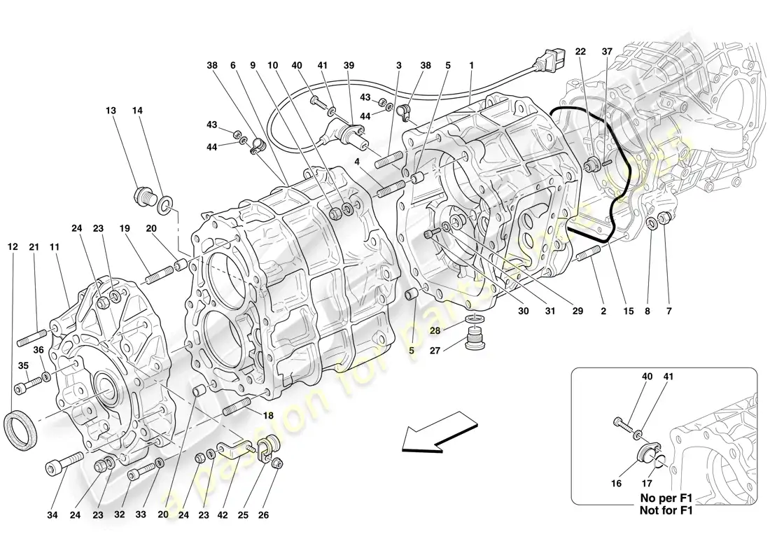 ferrari 599 gtb fiorano (europe) gearbox housing parts diagram