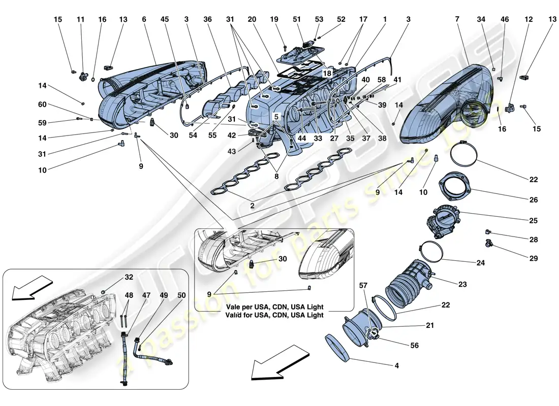 ferrari f12 tdf (rhd) intake manifold parts diagram