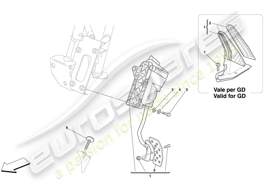 ferrari 599 gtb fiorano (europe) electronic accelerator pedal parts diagram