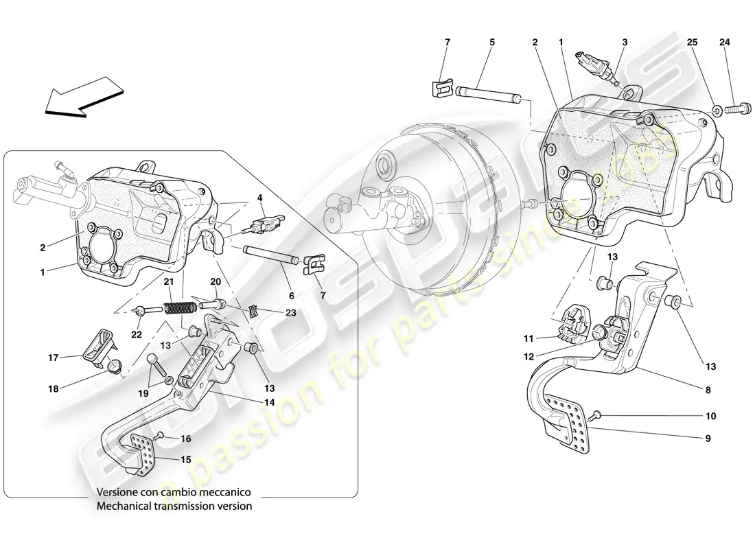 ferrari 599 gtb fiorano (europe) pedal board parts diagram