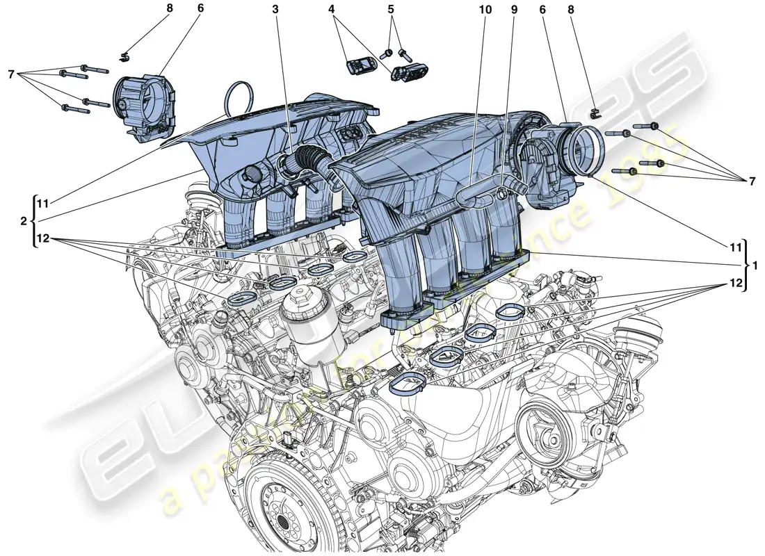 ferrari 488 gtb (rhd) intake manifold parts diagram