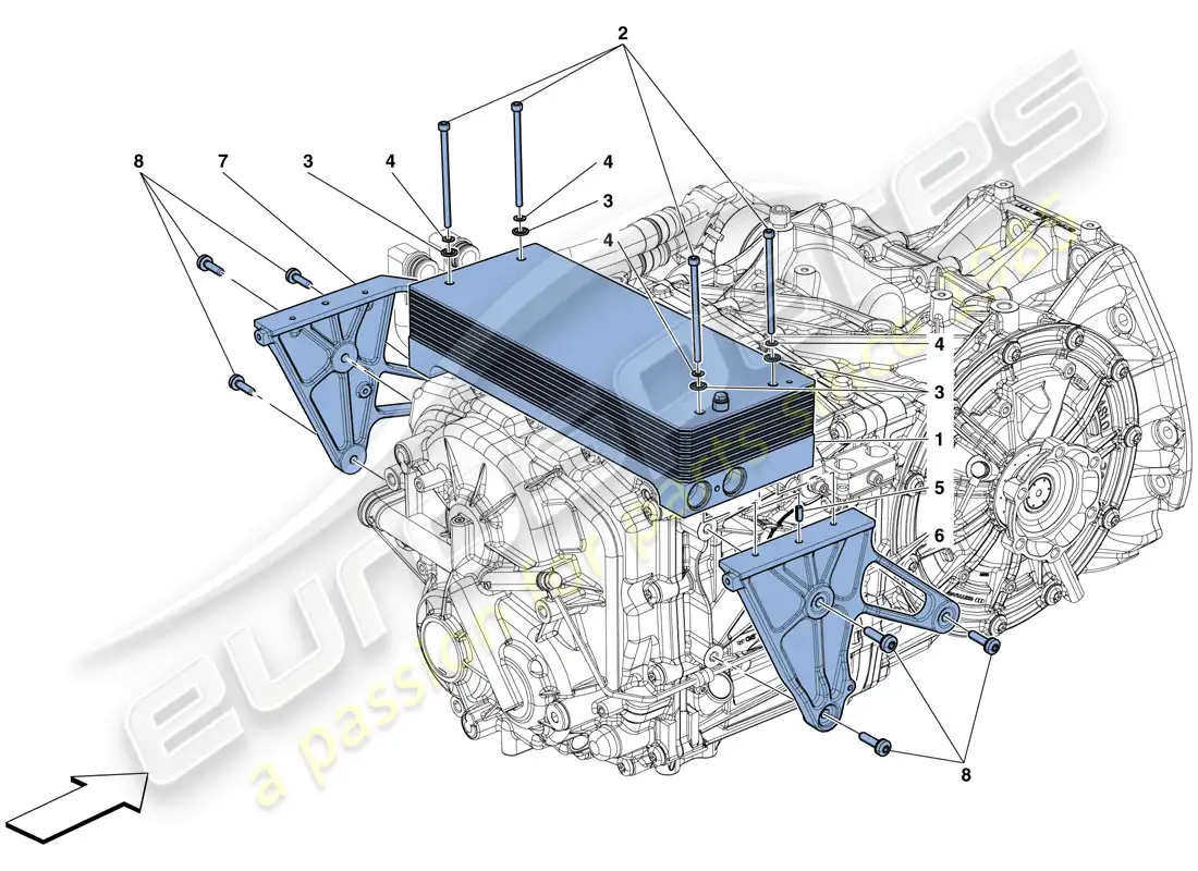ferrari 488 gtb (rhd) gearbox oil cooling radiators parts diagram