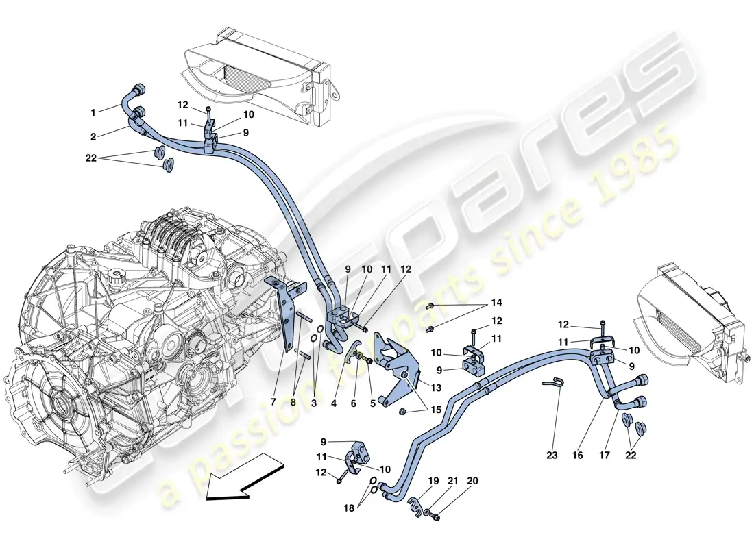 ferrari 458 speciale aperta (europe) gearbox oil lubrication and cooling system parts diagram