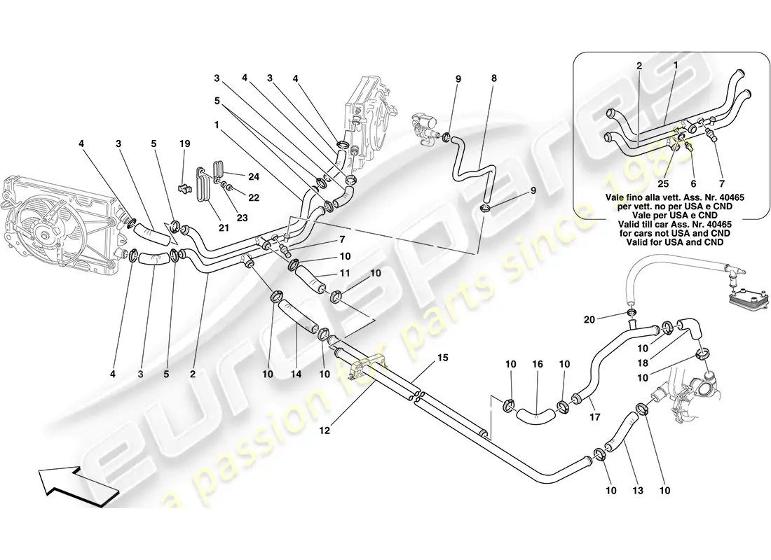 ferrari f430 coupe (rhd) cooling system parts diagram