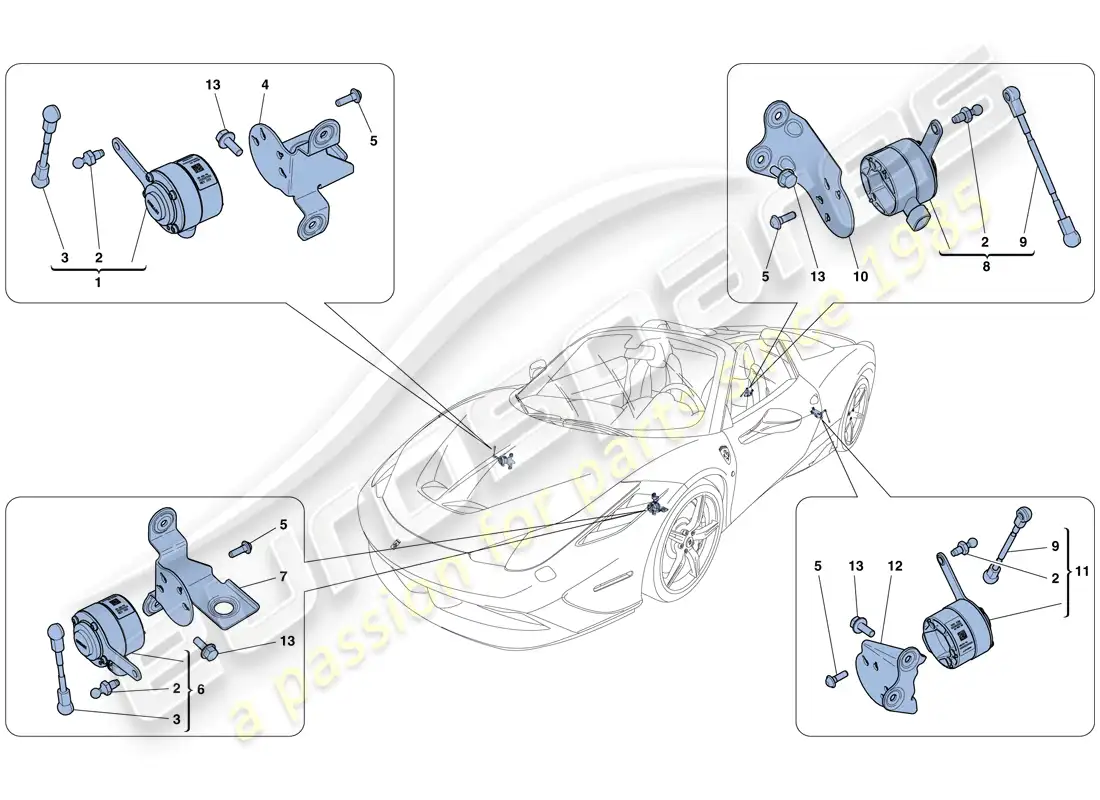 ferrari 458 speciale aperta (rhd) electronic management (suspension) parts diagram