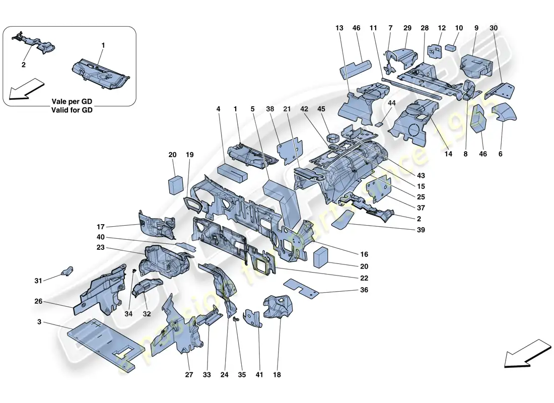 ferrari 812 superfast (usa) insulation parts diagram