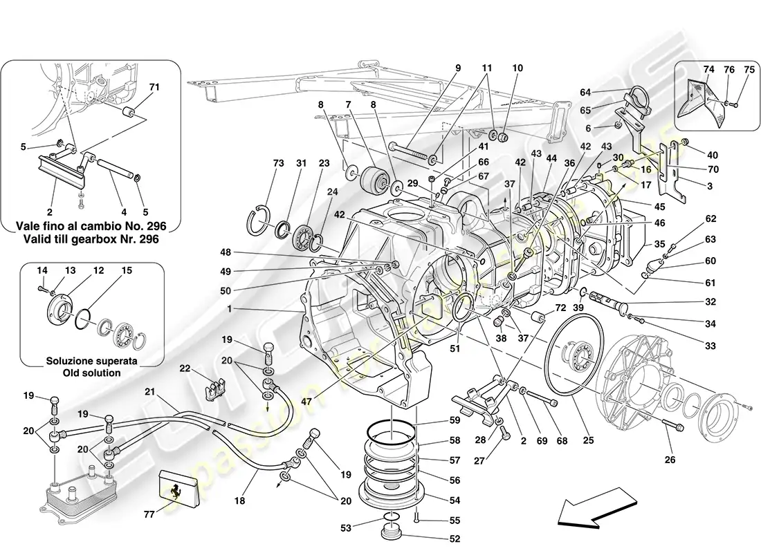 ferrari f430 coupe (rhd) gearbox - covers parts diagram