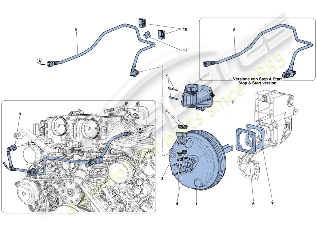 ferrari california t (europe) servo brake system parts diagram