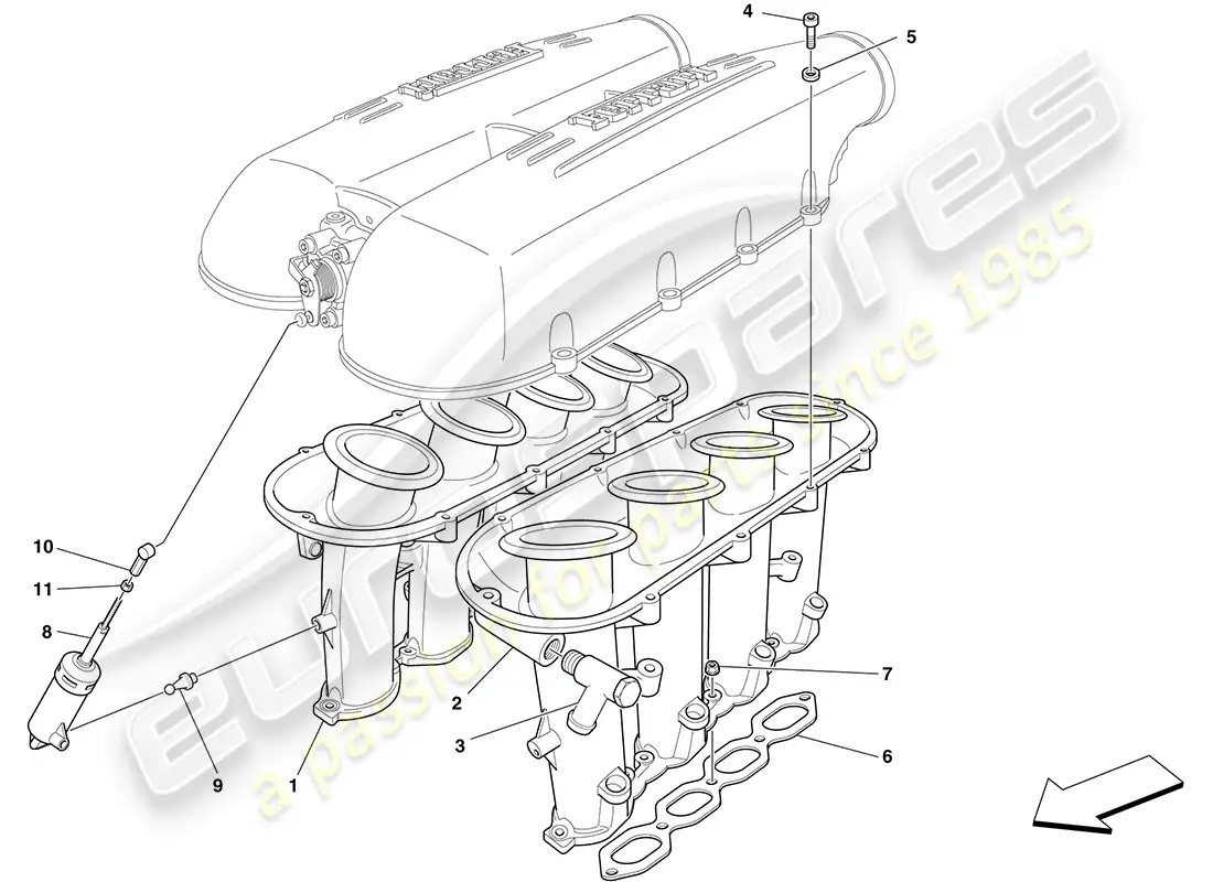 ferrari f430 coupe (rhd) intake manifold parts diagram