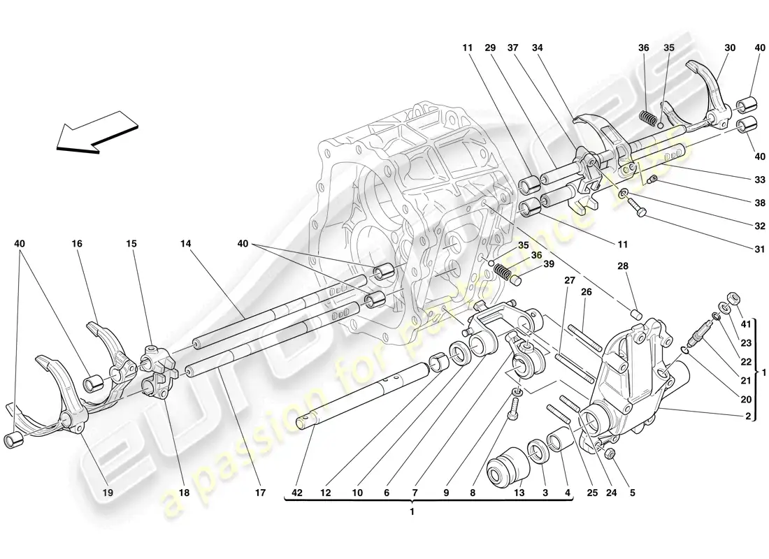 ferrari 599 gtb fiorano (europe) internal gearbox controls parts diagram