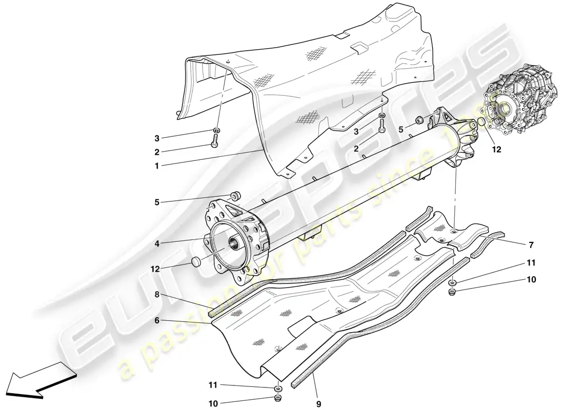 ferrari 599 sa aperta (rhd) engine/gearbox connector pipe and insulation parts diagram