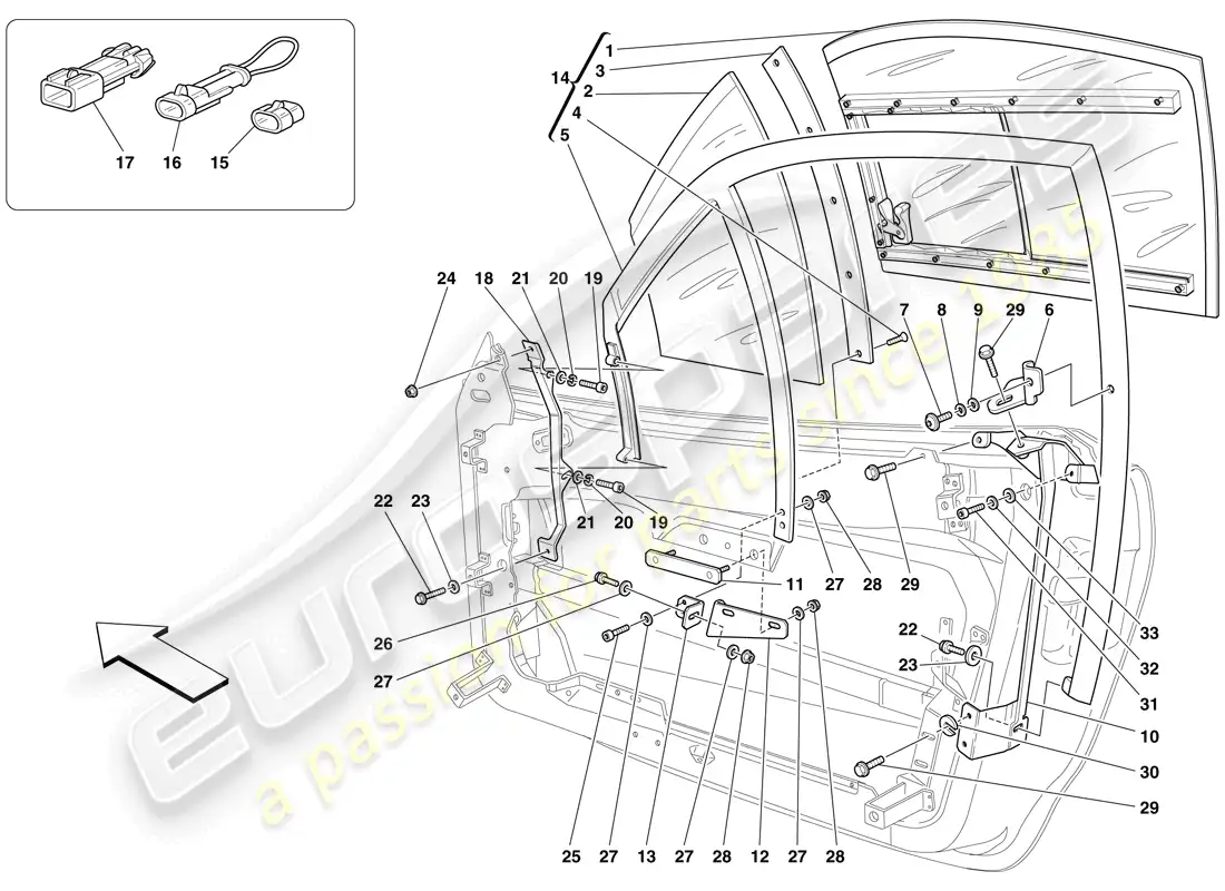 ferrari f430 scuderia (europe) quarterlight parts diagram