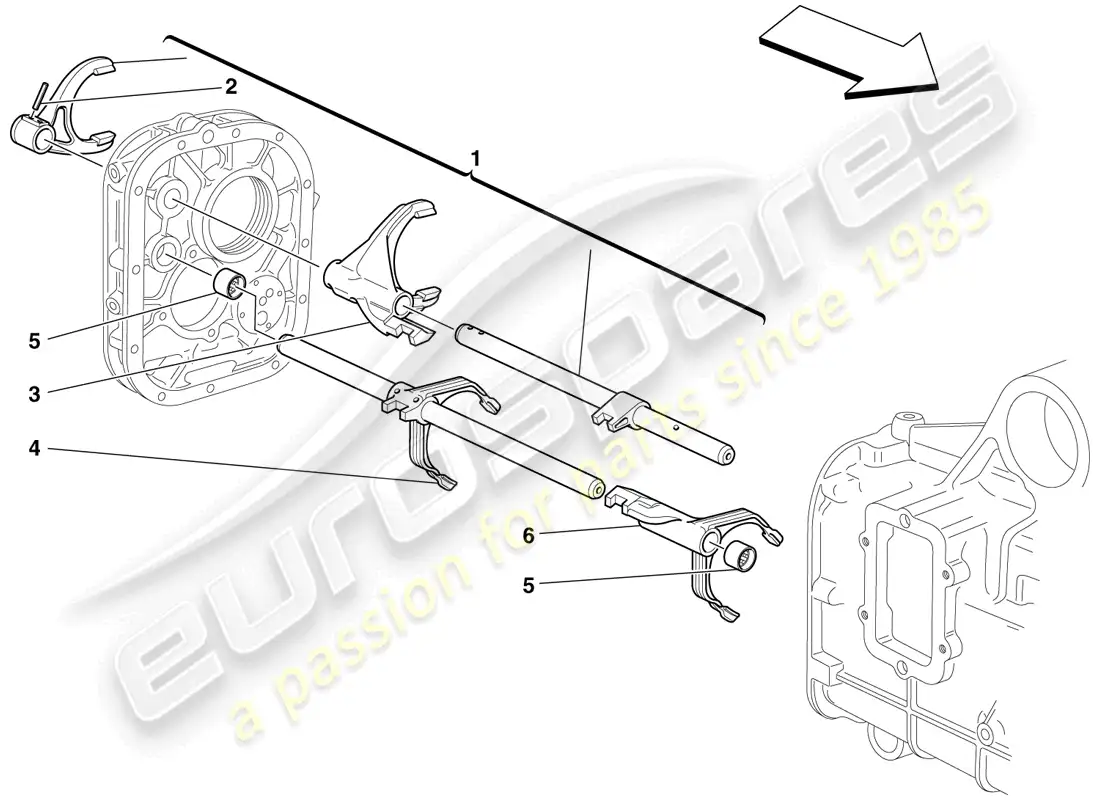 ferrari f430 scuderia (usa) internal gearbox controls parts diagram