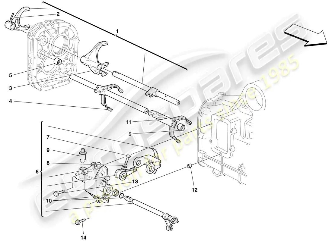 ferrari f430 spider (europe) internal gearbox controls parts diagram