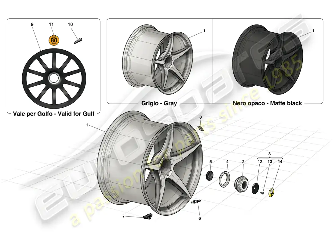 ferrari laferrari (europe) wheels parts diagram