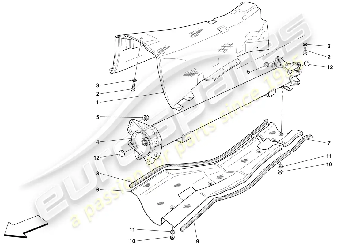 ferrari 599 gtb fiorano (europe) engine/gearbox connector pipe and insulation parts diagram