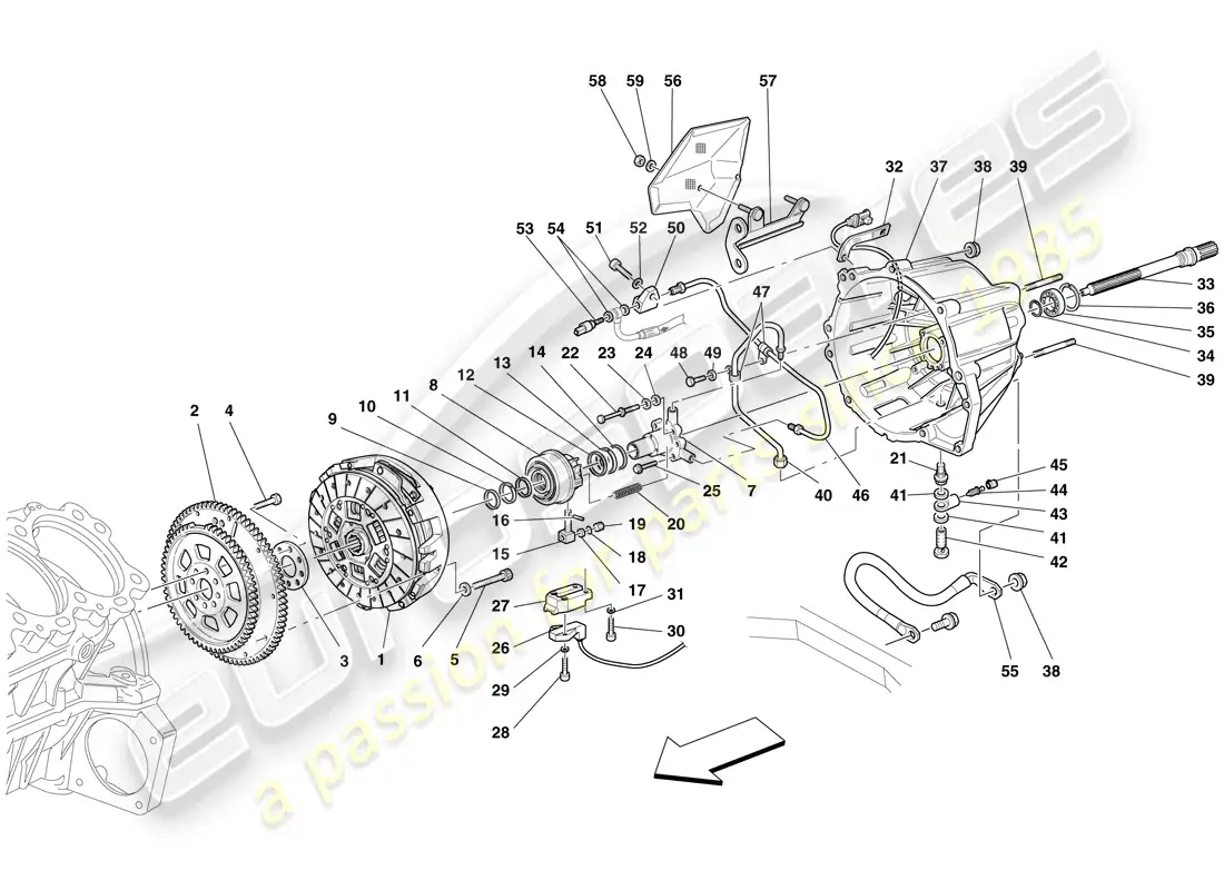 ferrari 599 sa aperta (rhd) clutch and controls parts diagram