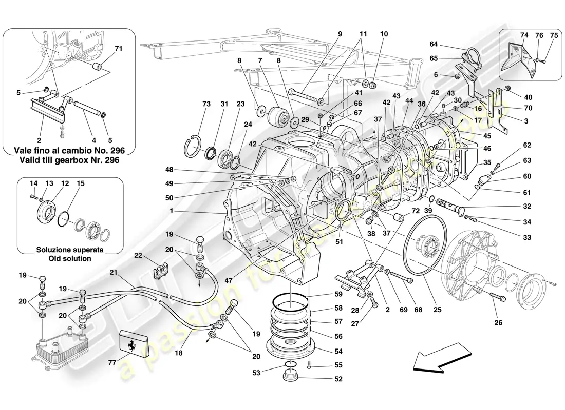 ferrari f430 spider (europe) gearbox - covers parts diagram