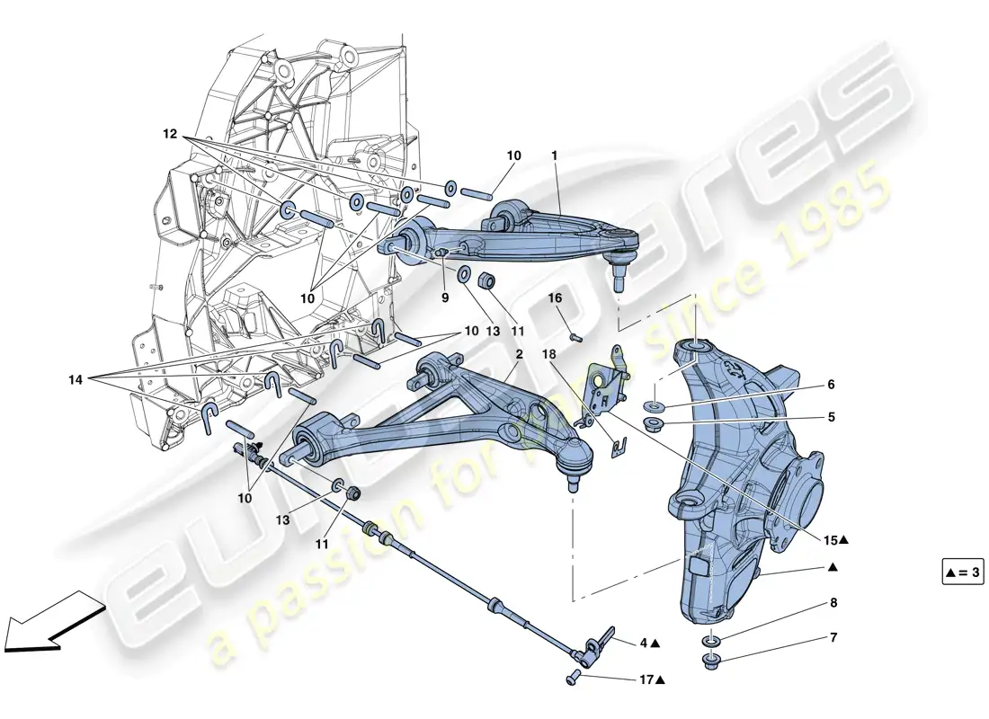 ferrari 812 superfast (rhd) front suspension - arms parts diagram