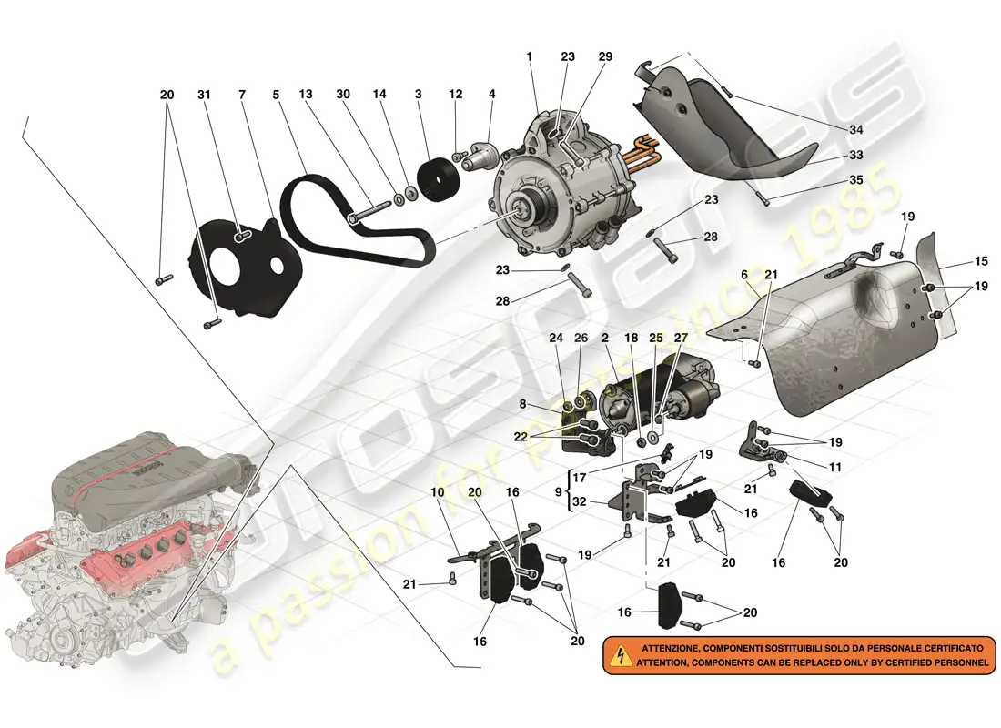 ferrari laferrari (usa) starter motor and electric motor 2 parts diagram