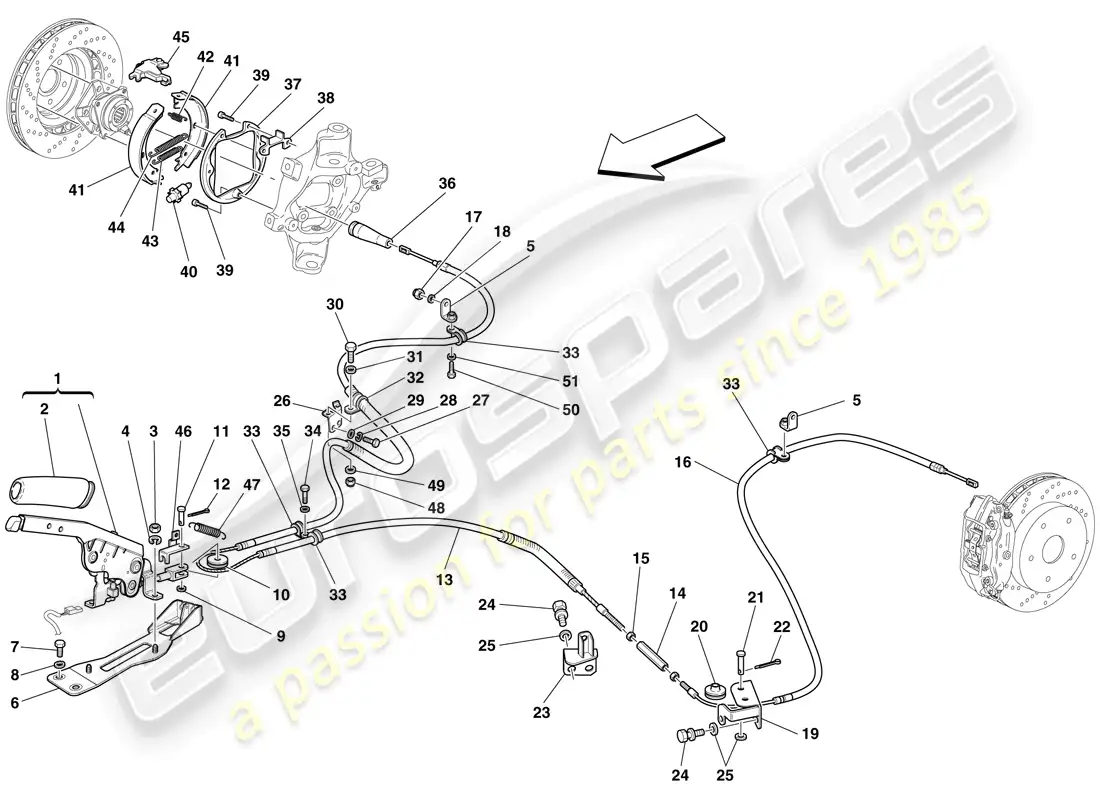 ferrari 599 gto (europe) parking brake control parts diagram