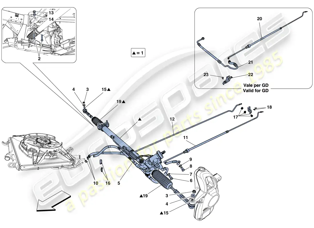 ferrari 458 spider (rhd) hydraulic power steering box parts diagram