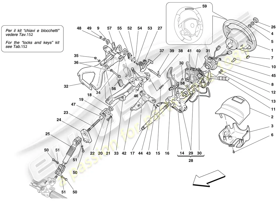 ferrari f430 scuderia (europe) steering control parts diagram