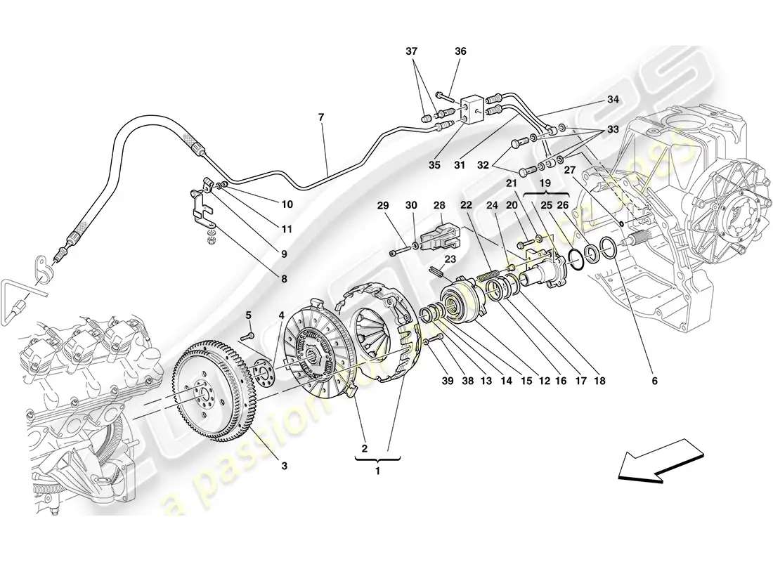 ferrari f430 coupe (rhd) clutch and controls parts diagram