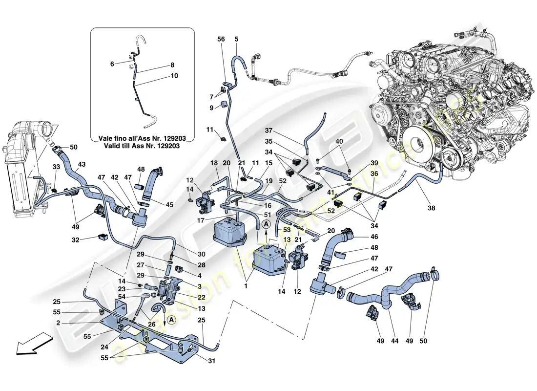 ferrari california t (rhd) turbocharging system adjustments-solution found- parts diagram