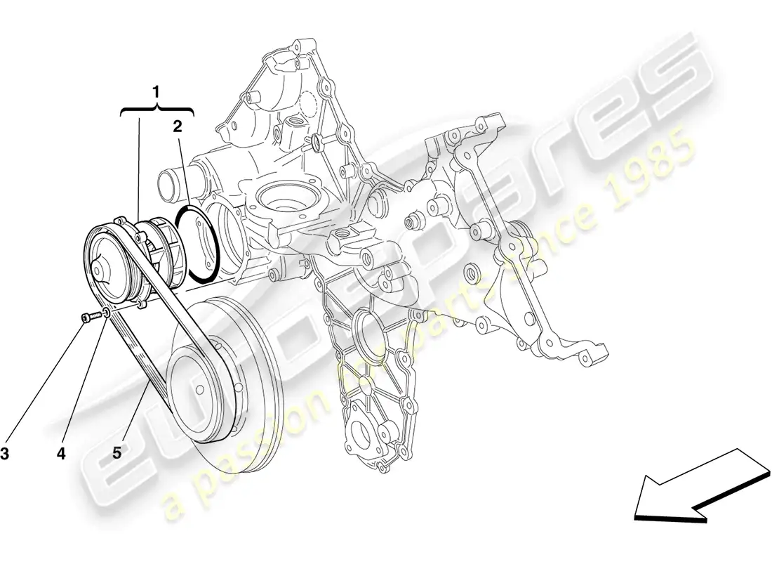 ferrari california (usa) cooling: water pump parts diagram