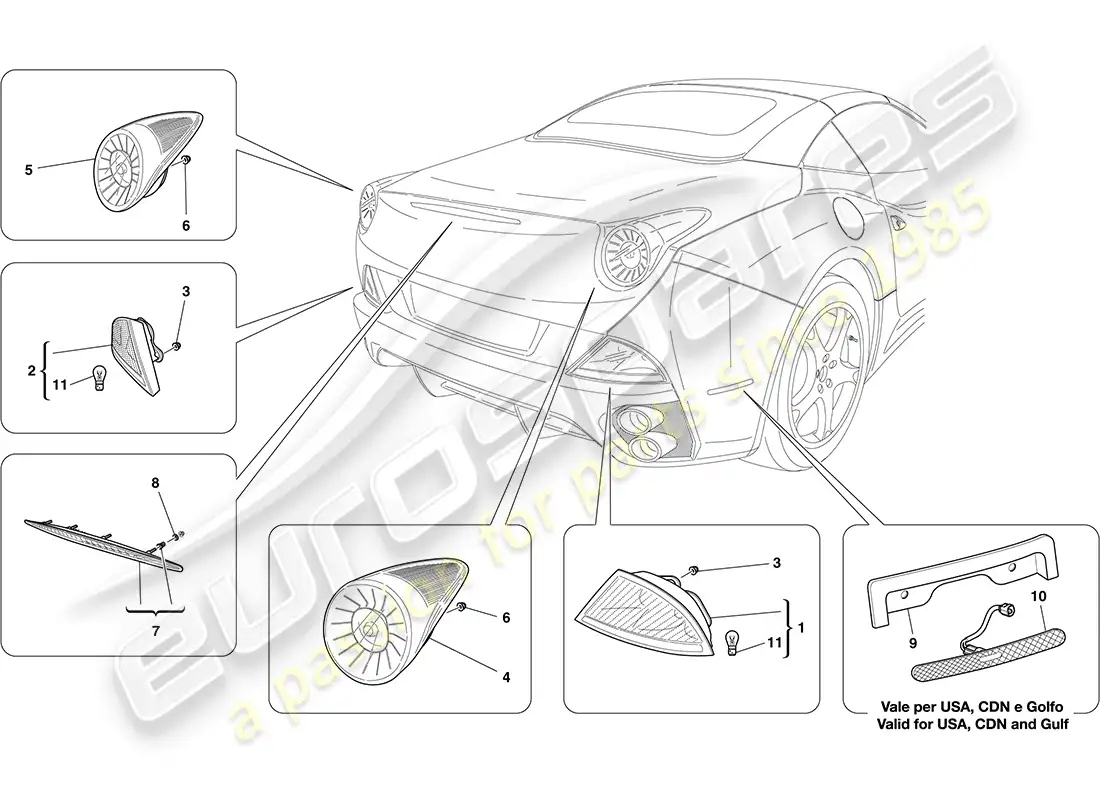 ferrari california (europe) taillights parts diagram