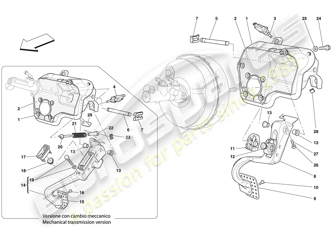 ferrari 612 sessanta (rhd) pedal board parts diagram