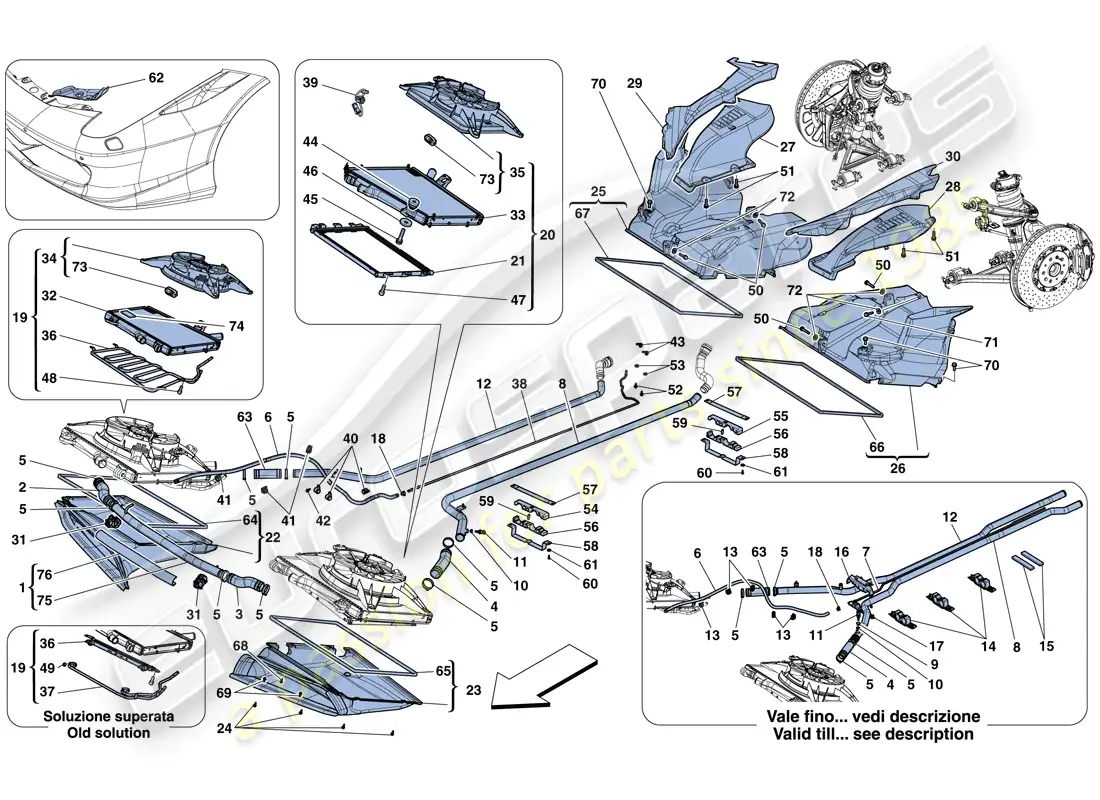 ferrari 458 italia (europe) cooling - radiators and air ducts parts diagram