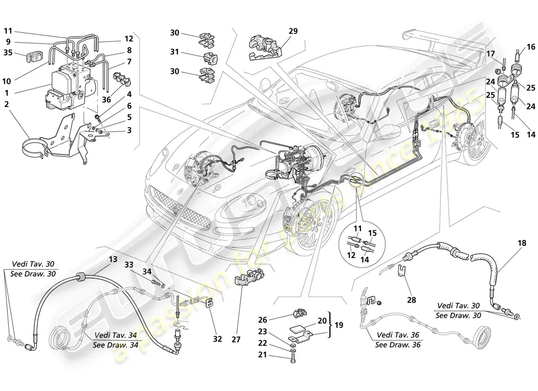 maserati trofeo braking system parts diagram