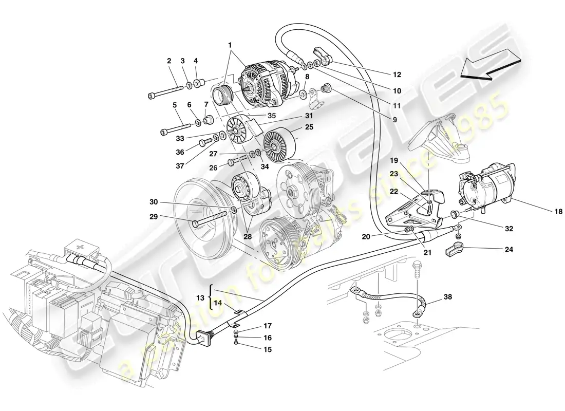 ferrari f430 scuderia spider 16m (europe) alternator - starter motor parts diagram