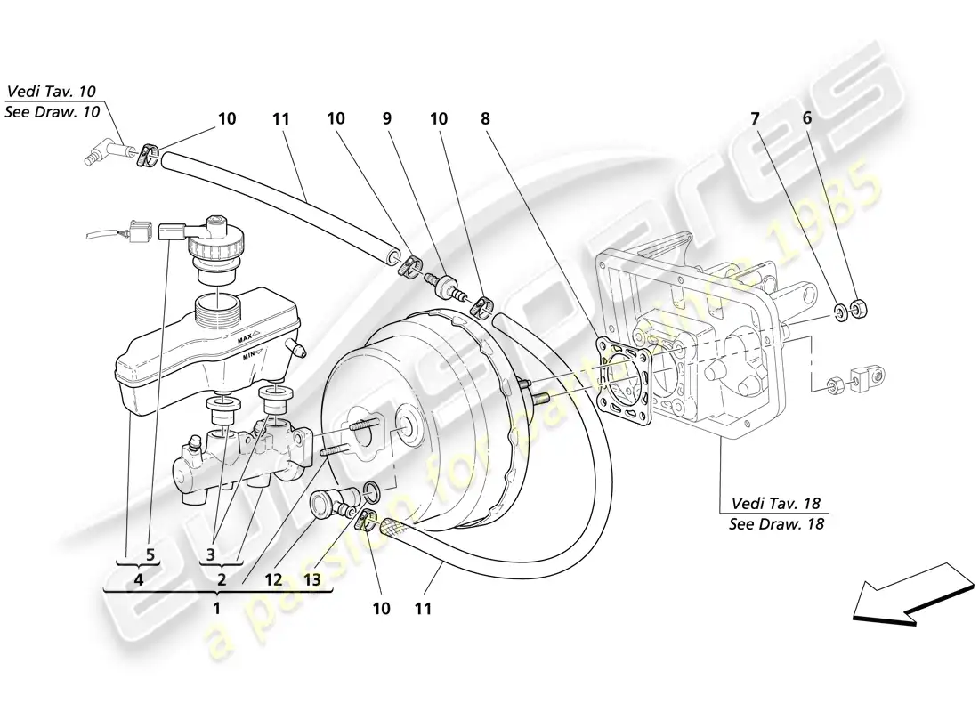 maserati trofeo brakes hydrualic controls parts diagram