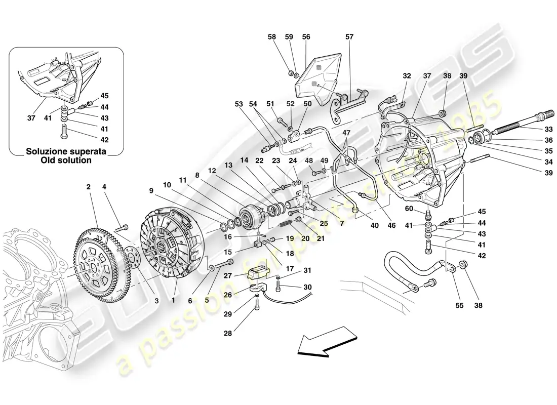 ferrari 599 gtb fiorano (europe) clutch and controls parts diagram