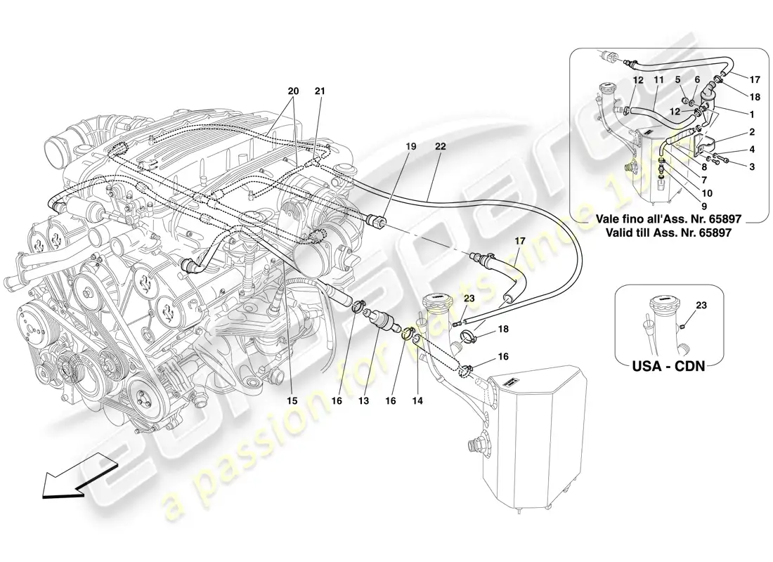 ferrari 612 sessanta (usa) blow-by system parts diagram