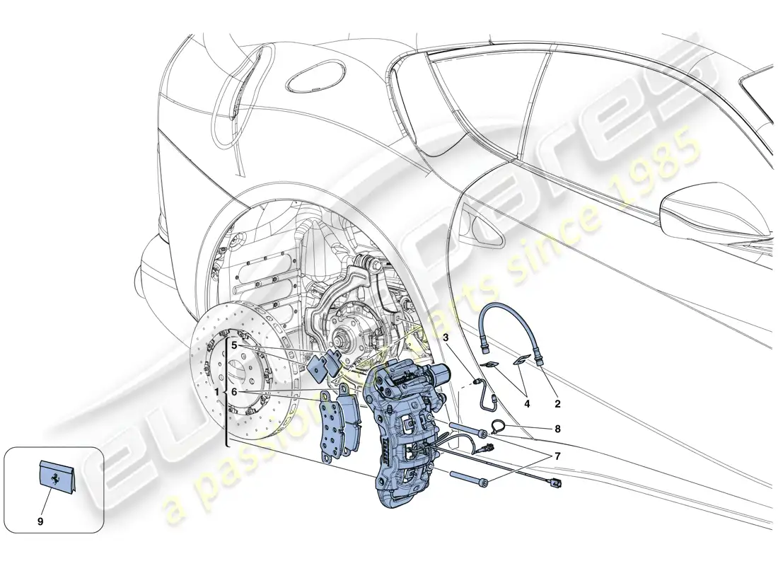 ferrari 812 superfast (rhd) rear brake callipers parts diagram