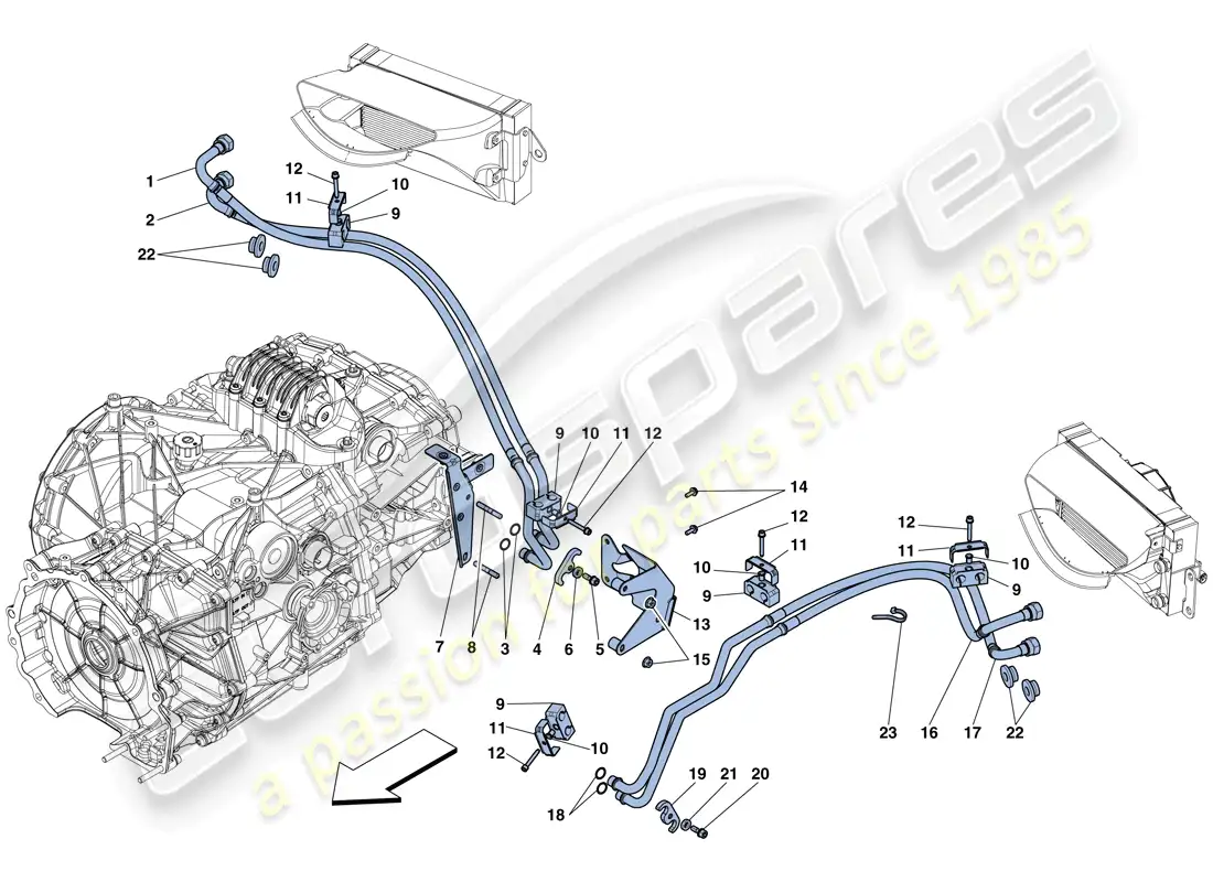 ferrari 458 spider (usa) gearbox oil lubrication and cooling system parts diagram