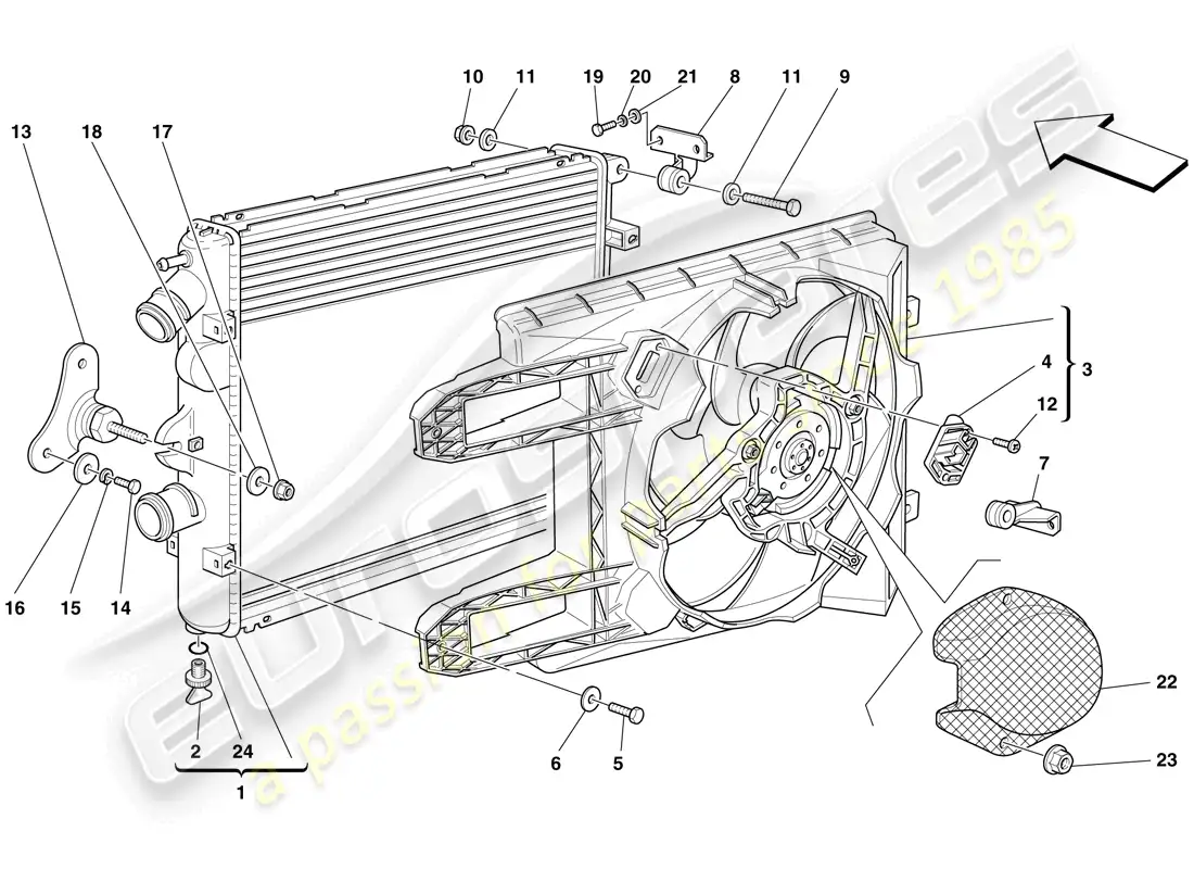 ferrari f430 scuderia (usa) cooling system radiators parts diagram