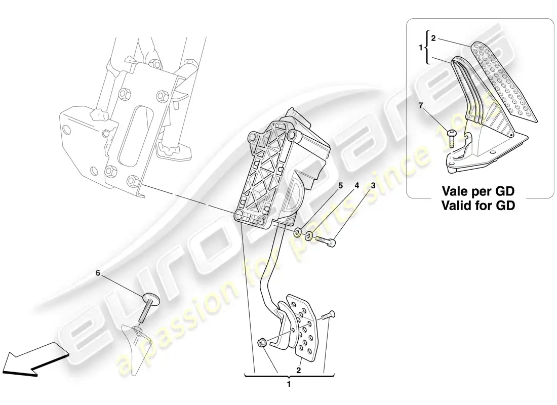 ferrari 599 gto (rhd) electronic accelerator pedal parts diagram