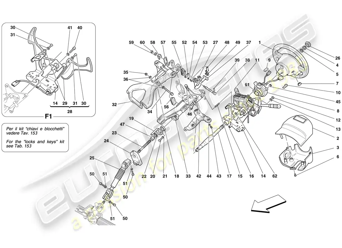 ferrari f430 spider (rhd) steering control parts diagram