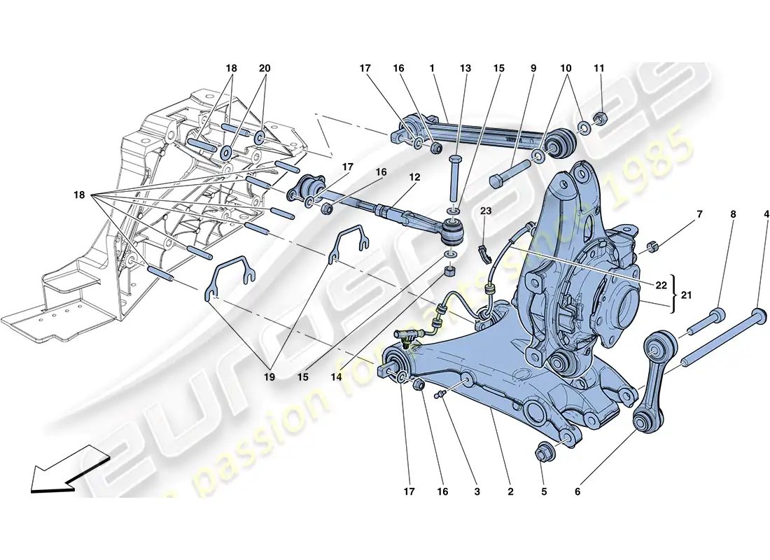 ferrari ff (rhd) rear suspension - arms parts diagram